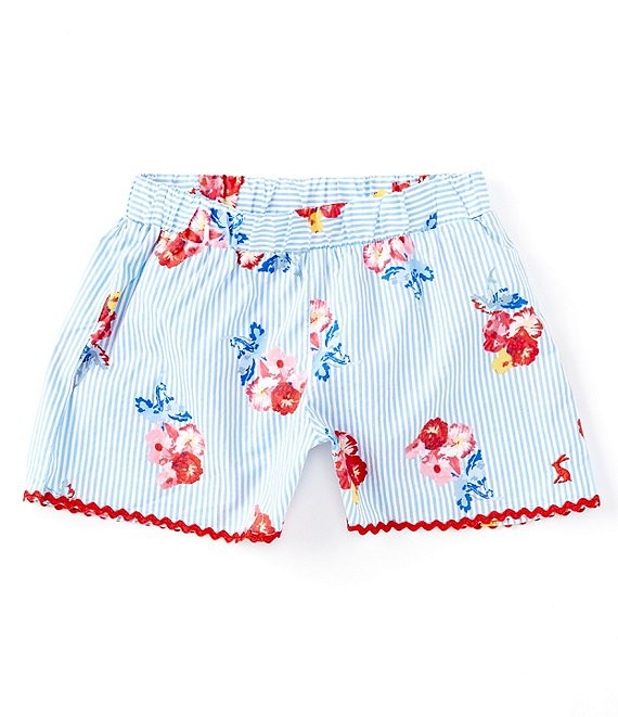 Little Girls 2-6 Carmel Floral/Stripe Shorts | Dillards