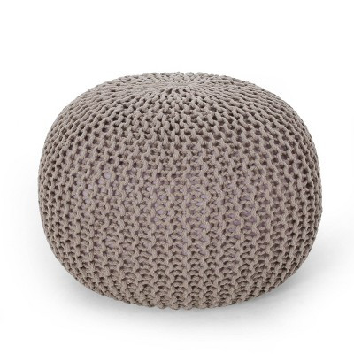 Nahunta Modern Knitted Cotton Round Pouf - Christopher Knight Home | Target