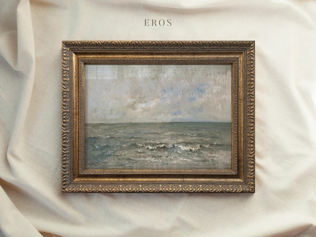 Vintage Art Framed, Vintage Muted Seascape Painting, Shelving Decor Ideas, Ornate Gold Framed, Tr... | Etsy (US)