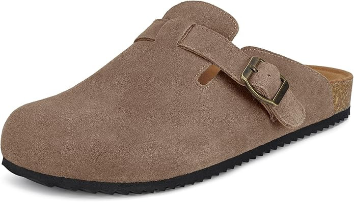 Intini Womens Suede Clogs Mens Leather Mules Cork Footbed Sandals with Arch Support | Amazon (US)