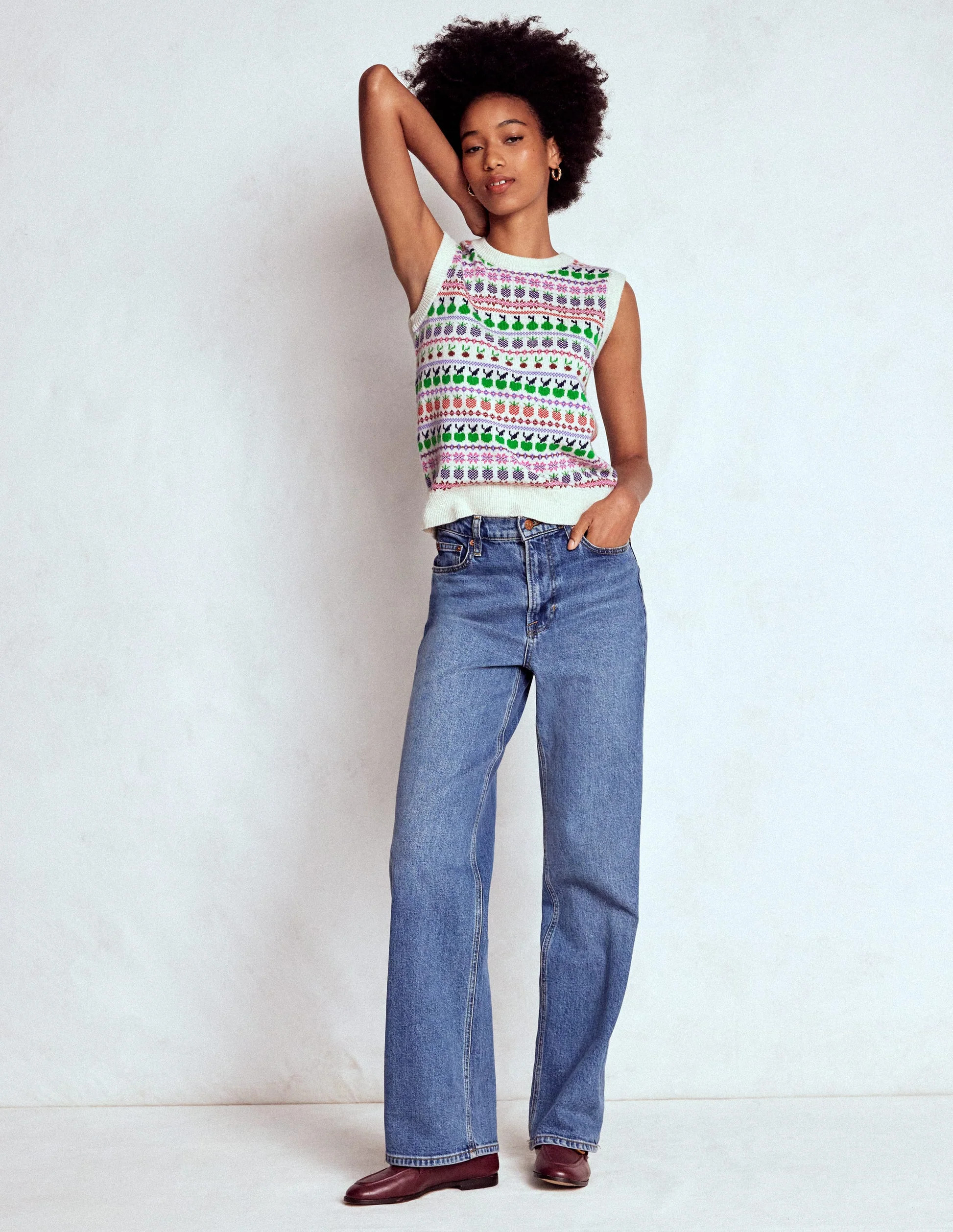 Edie Fair Isle Tank-Ecru Marl, Fruit | Boden UK