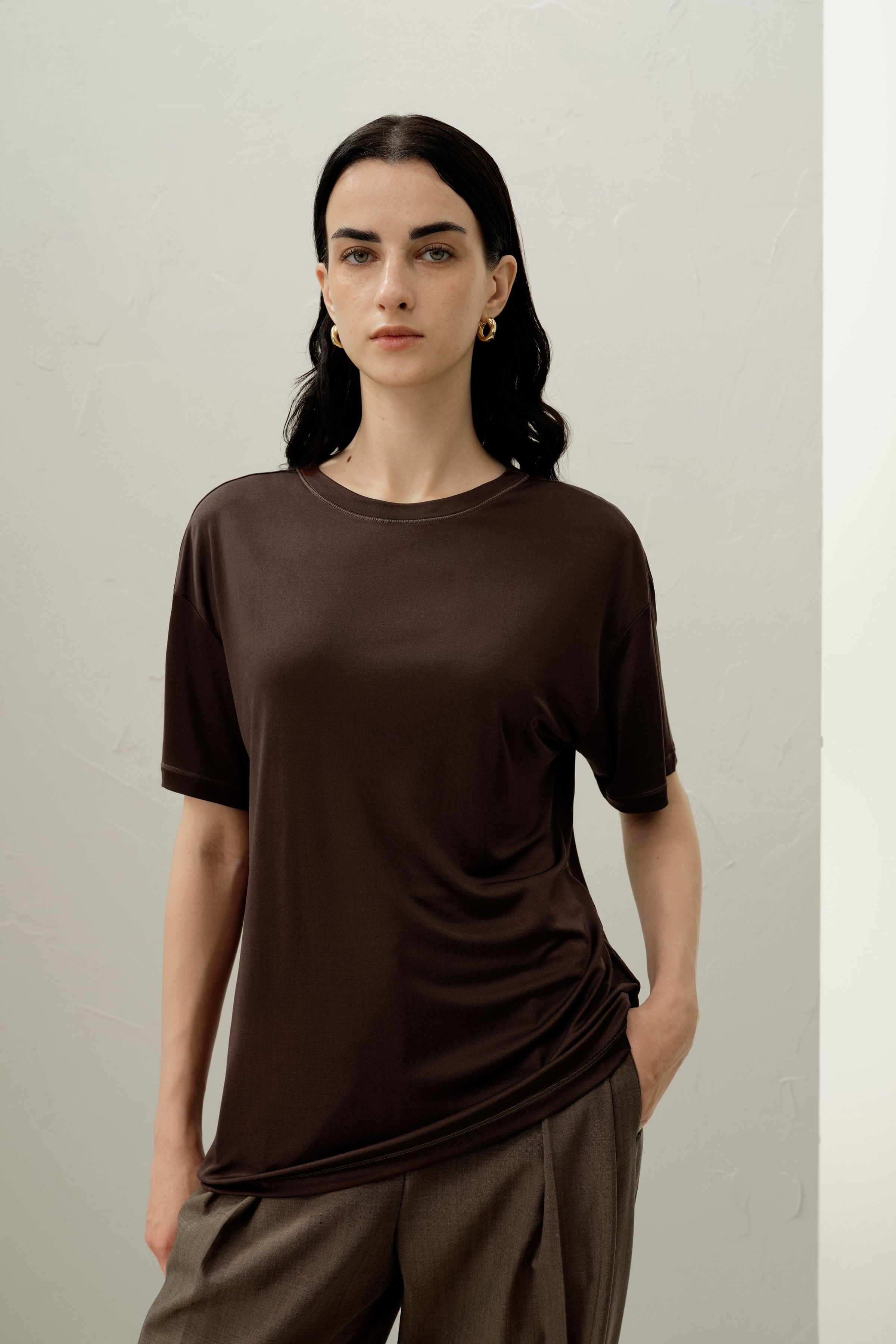 Oversized Silk Jersey Tee | LILYSILK