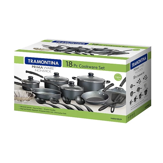 Tramontina Primaware 18 Piece Non-stick Cookware Set, Steel Gray | Walmart (US)