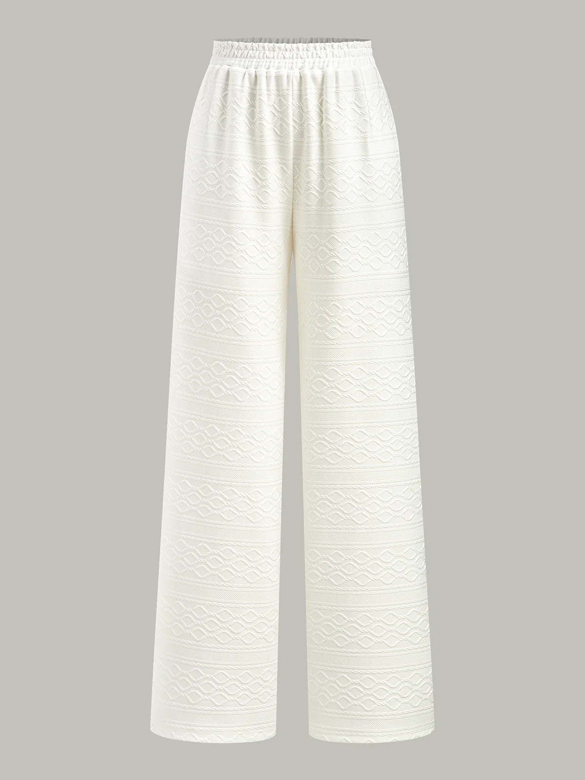 Textured Wide-Leg Pants with Elastic Waist | Commense