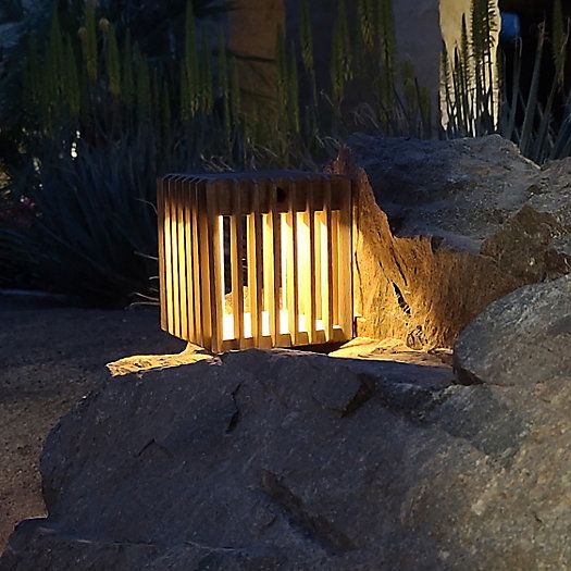 Solar Teak Lamp, Square | Terrain