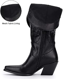 Pasuot Western Cowboy Boots for Women - Knee High Wide Calf Cowgirl Boots with Side Zip and Embro... | Amazon (US)