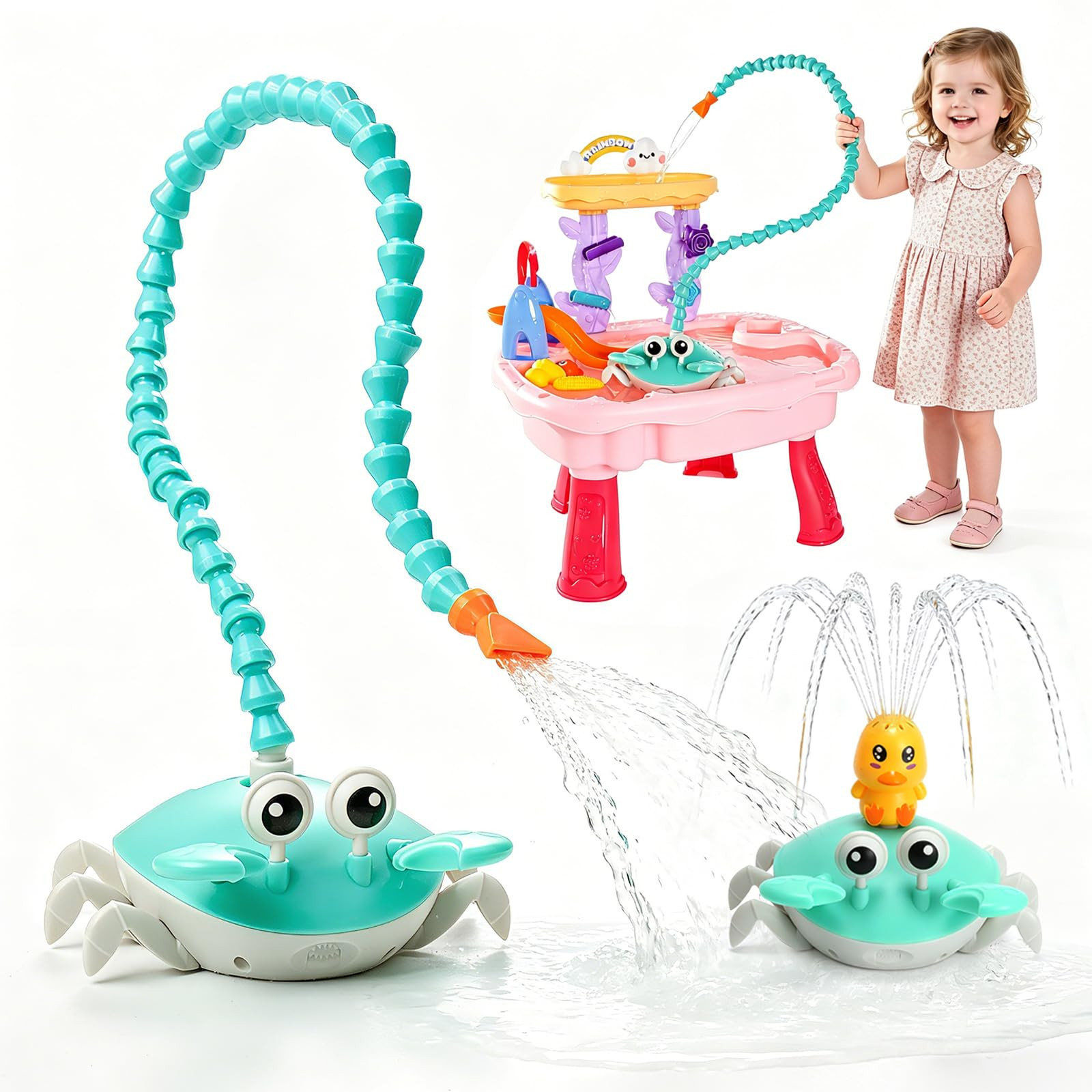 2026 Upgrade Water Table Pump, Rechargeable Crab Water Pump for Kids, Battery Powered 3 Modes Spr... | Amazon (US)