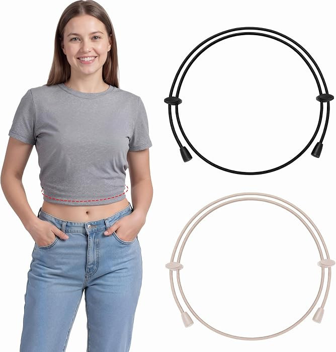 2Pcs Adjustable Top Tuck Band, No-Slip Elastic Crop Top Band for Women, Shirt & Hoodie Hack for P... | Amazon (US)