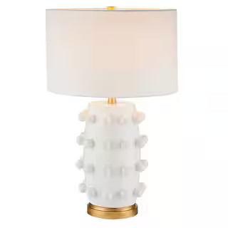 Meyer&Cross Farrington 25.5 in. Matte White Ceramic Table Lamp with Fabric Shade TL1999 - The Hom... | The Home Depot