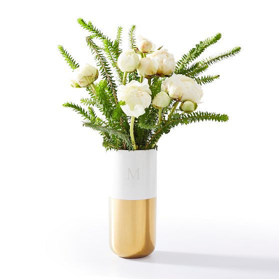 Ceramic Gold Dipped Bud Vase, Cylinder Medium | Mark and Graham