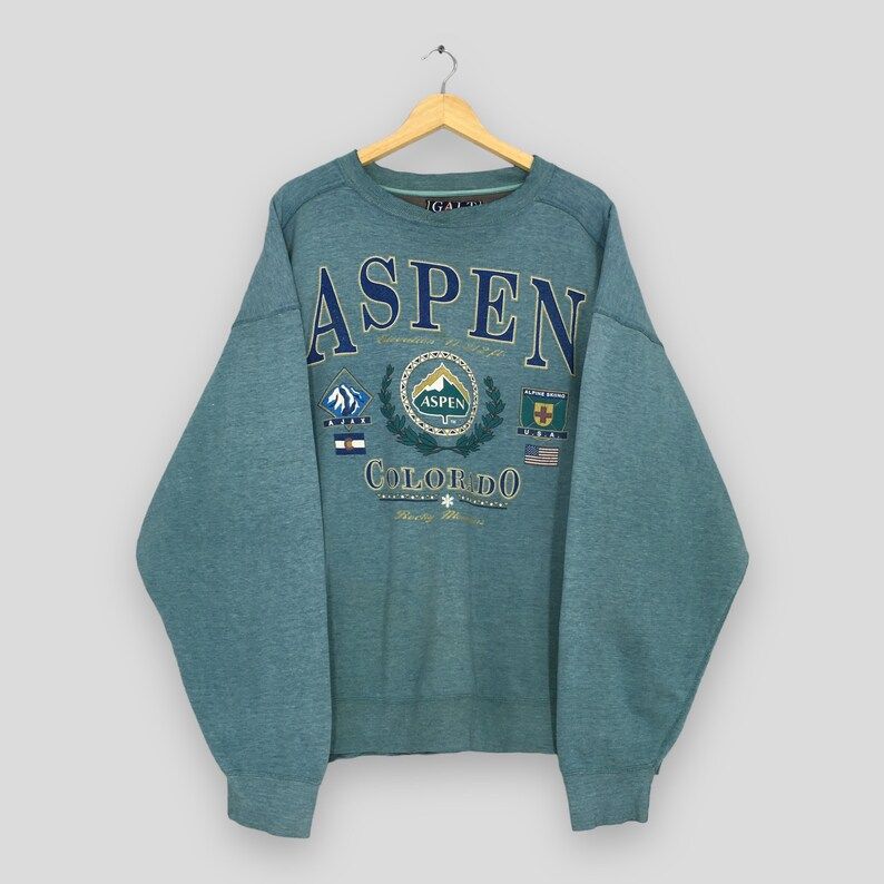 Vintage Aspen Colorado Usa Boxy Sweatshirt Xlarge Aspen Colorado Spell Out Jumper Aspen Rocky Mou... | Etsy (US)