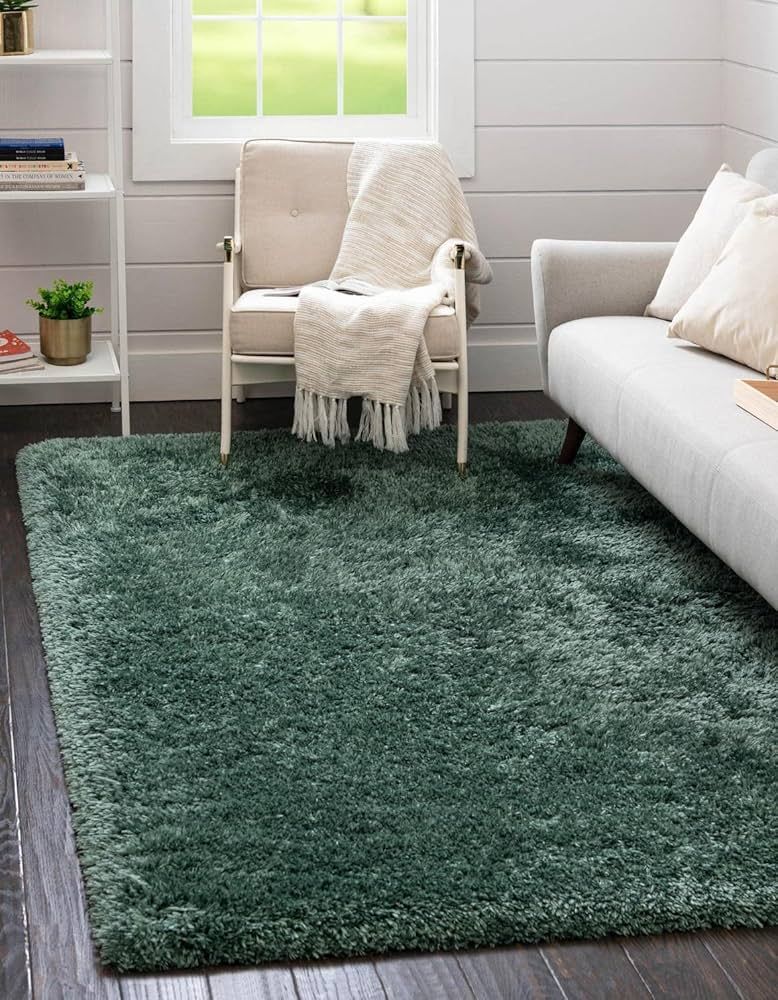 Rugs.com Infinity Collection Solid Shag Area Rug 8' x 10' Forest Green Shag Rug Perfect for Livin... | Amazon (US)