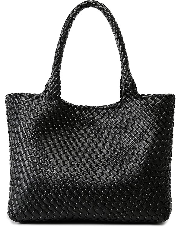 Queenoris Woven Bag for Women, Fashion Top Handle Shoulder Bag Vegan Leather Shopper Bag Large Tr... | Amazon (US)