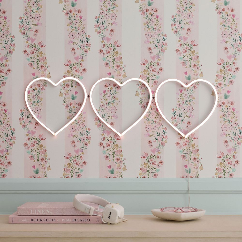 Three Heart Neon Wall Light (29.5") | Pottery Barn Teen