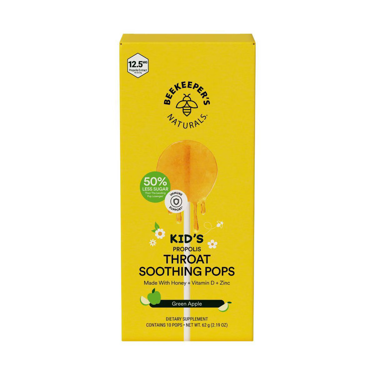 Beekeepers Naturals Kids' Propolis Immune Support Lollipops - Green Apple - 10ct | Target