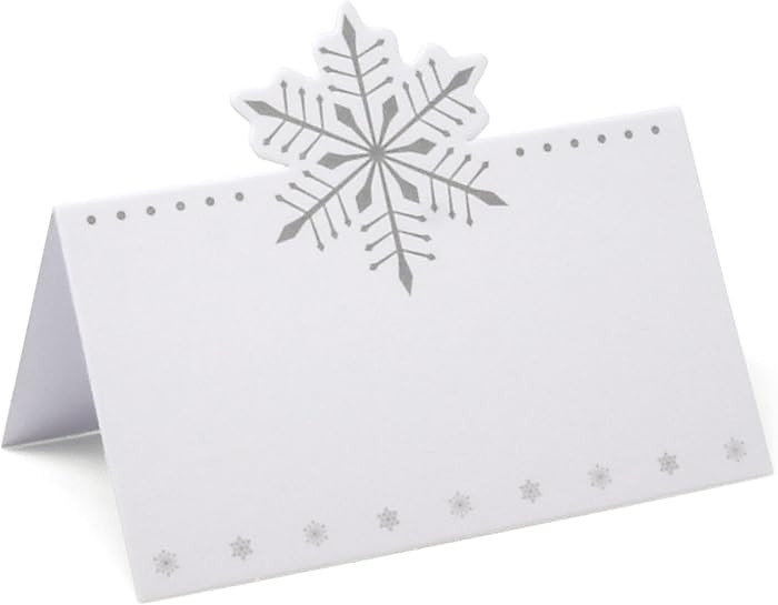 Gift Boutique 100 Pack Christmas Cards Holiday Seating Name Card Die Cut Xmas Snowflake Table Set... | Amazon (US)