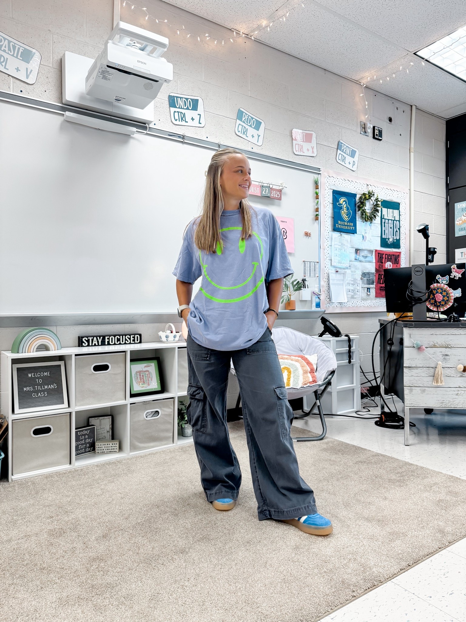 Teach. Teacher. Ootd. Outfit of the day. Dressed in lala oversized tee. Tshirt. Cargo pants. O’neill. Adidas sambas. Blue sneakers. Streetwear. Comfy  

#LTKWorkwear #LTKStyleTip #LTKShoeCrush