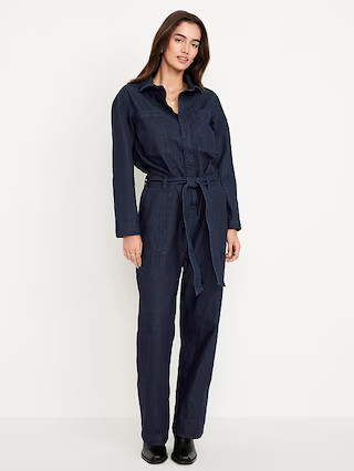 Long-Sleeve Denim Jumpsuit | Old Navy (US)
