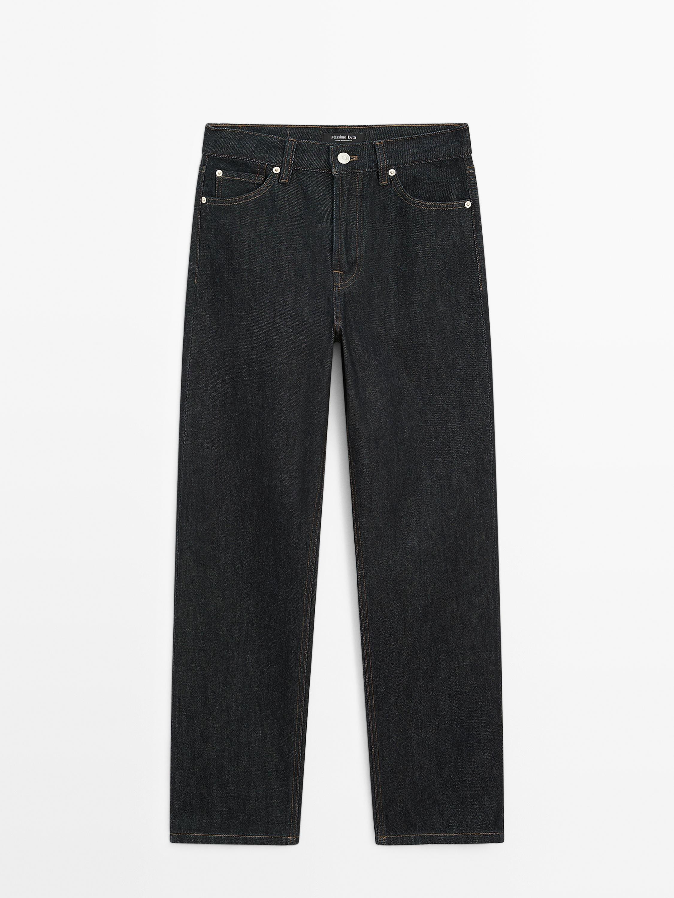 Straight-leg high-waist jeans | Massimo Dutti UK