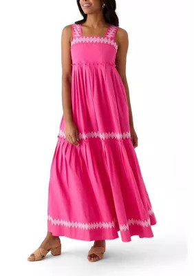 Crown & Ivy™ Women's Sleeveless Embroidered Tiered Maxi Dress | Belk