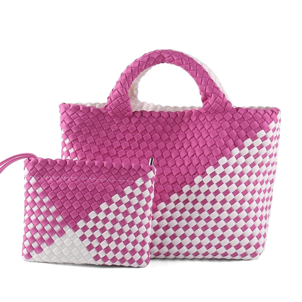 Woven Bag for Women, Neoprene Tote Bag Summer Beach Handbag Purse Retro Handmade Travel Shoulder ... | Amazon (US)