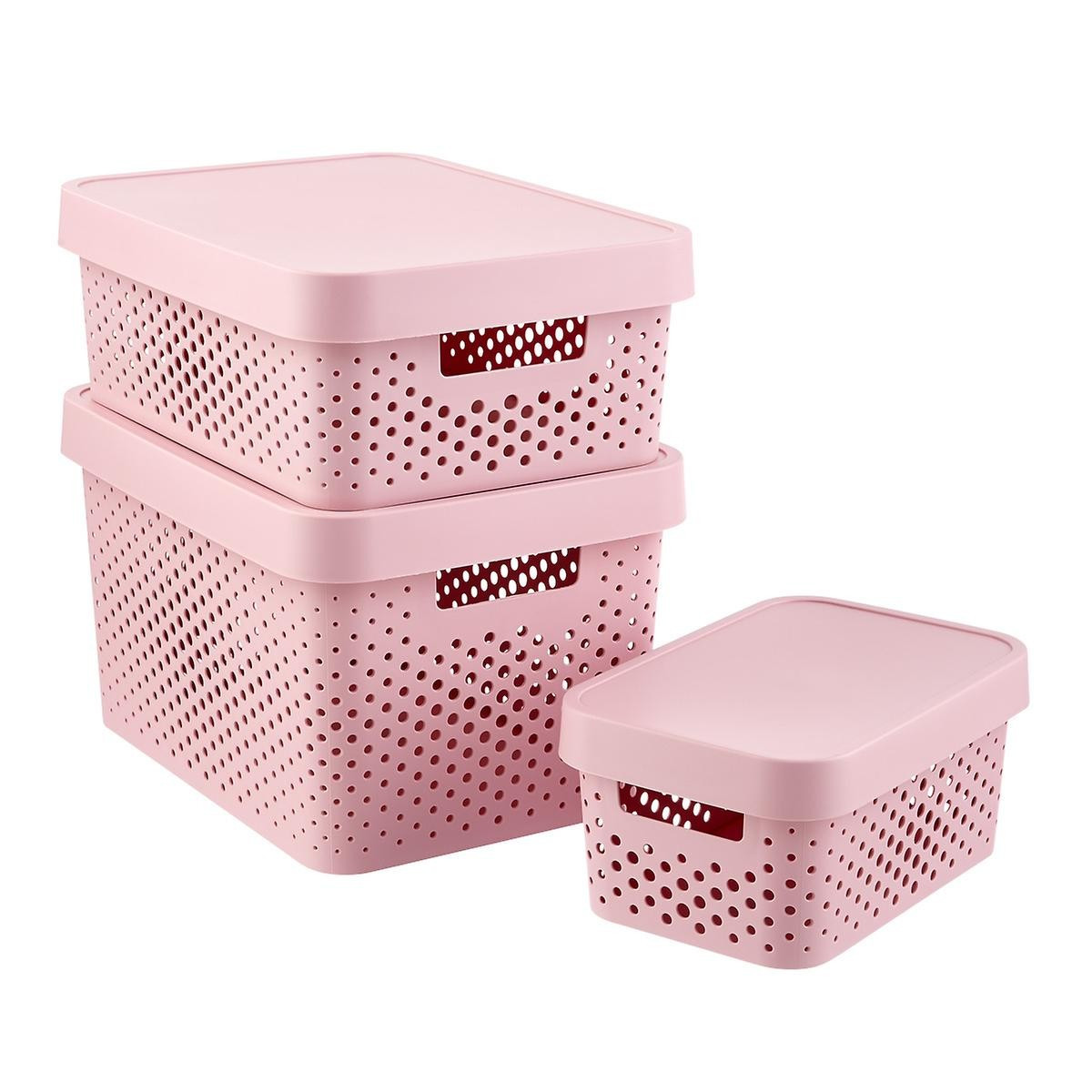 Curver Soft Pink Infinity Plastic Storage Boxes with Lids | The Container Store