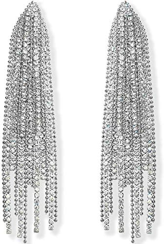 Simulated Diamond Long Earrings for Women - Cubic Zirconia Crystal Statement Dangle Earrings - Hy... | Amazon (US)