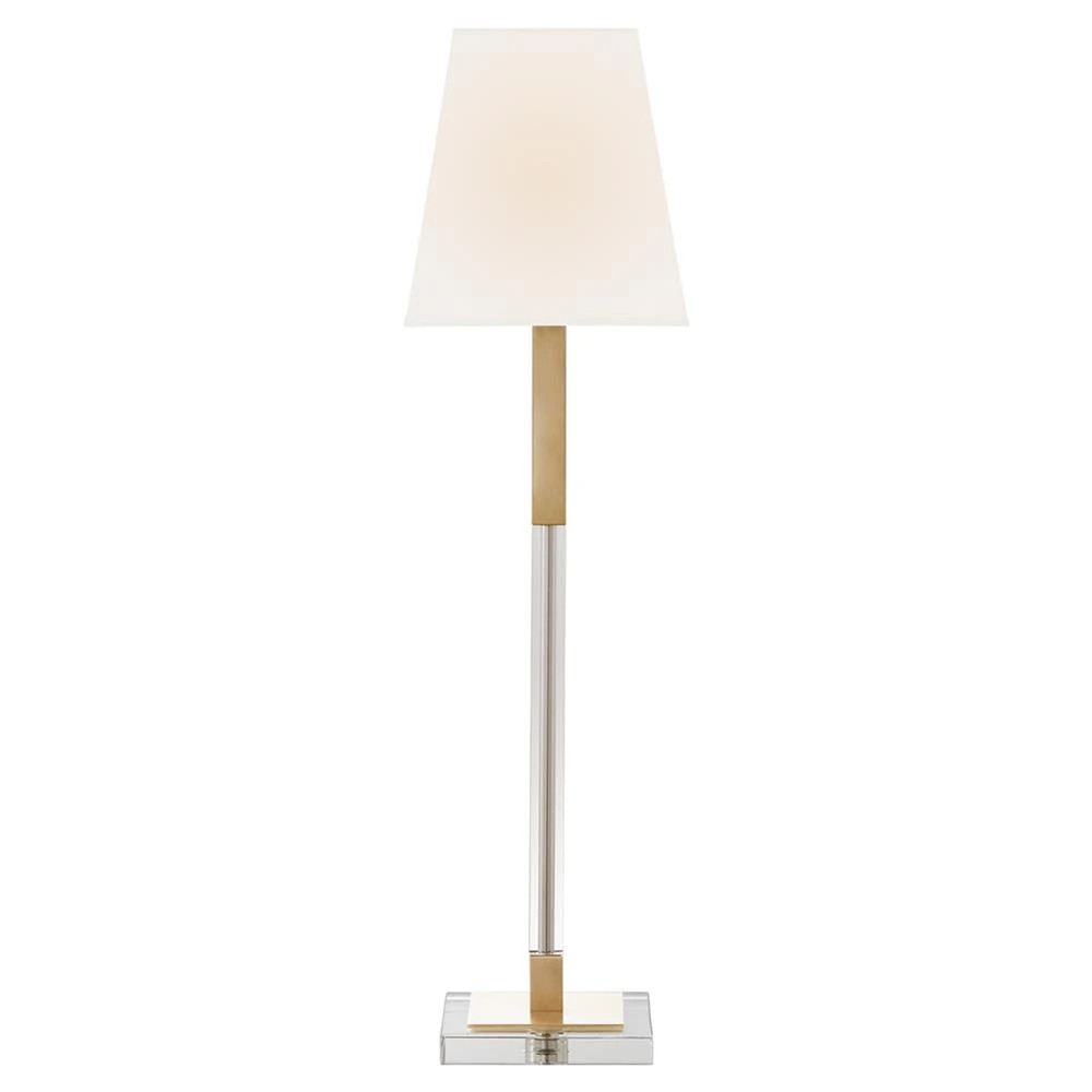 Visual Comfort Reagan Mid Century Modern Antique Brass Metal Square Buffet Lamp | Kathy Kuo Home