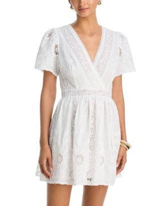 Embroidered Lace V Neck Mini Dress - Exclusive | Bloomingdale's (US)