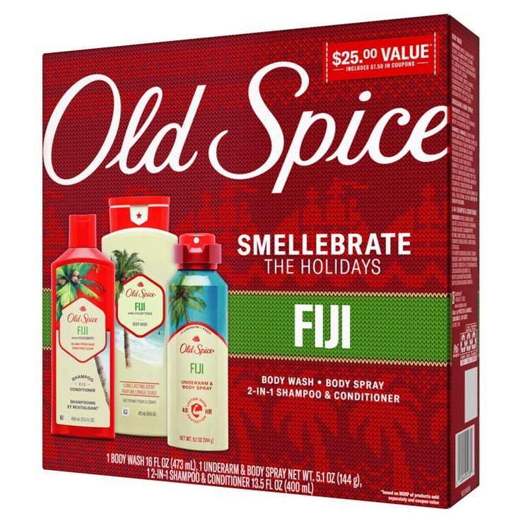 Old Spice Fiji Holiday Gift Set - Body Wash + Body Spray + 2-in-1 Hair Care - 3pk | Target