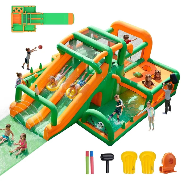 Inflatable Water Slide Bounce House, Extra Large Double Slides Bouncer Castle, 840D+420D Oxford C... | Walmart (US)