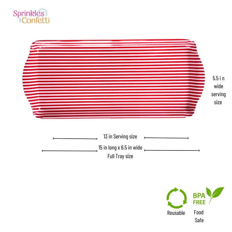 Red Stripe Melamine Party Tray  Patriotic 4th of July Serving Platter for Appetizers & Desserts | Walmart (US)