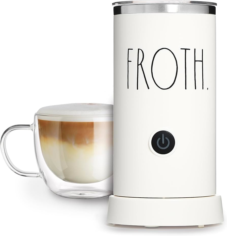 Rae Dunn Electric Milk Frother Steamer -Stylish Automatic Milk Steamer and Frother, Milk Warmer, Hot and Cold Foam Maker for Coffee, Latte, Cappuccino, Macchiato - 550 Watt (Cream) | Amazon (US)