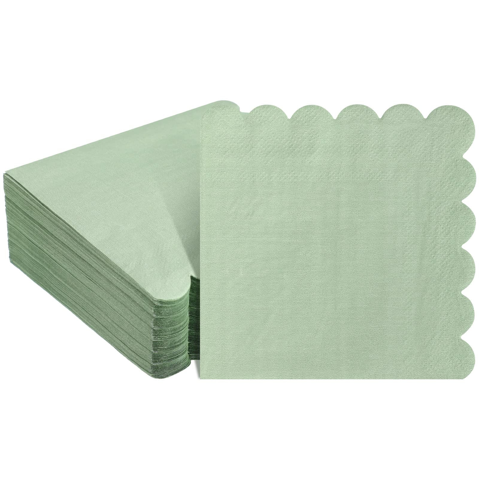 Scalloped Cocktail Napkins Thick Paper, Disposable Party Beverage Napkins for Wedding Dinner Birt... | Amazon (US)