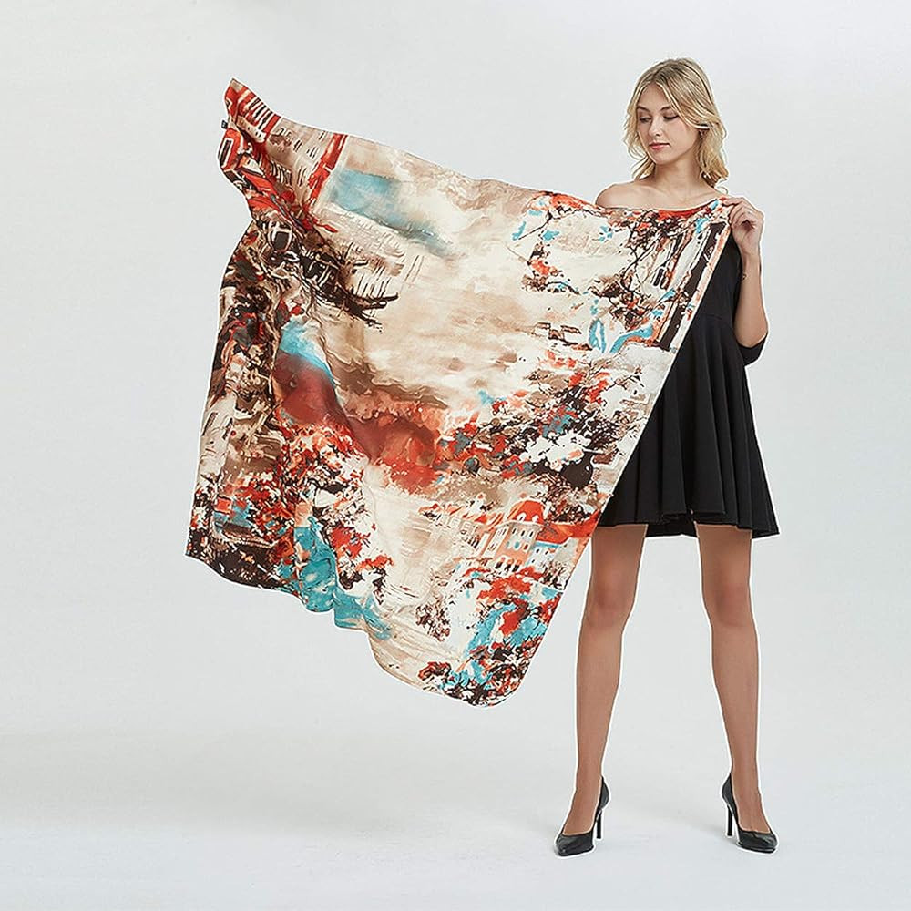 ba knife Fashion Silk Square Scarf Check Floral Head Scarf Neck Hair Tie for Women 51x51 Inches | Amazon (US)