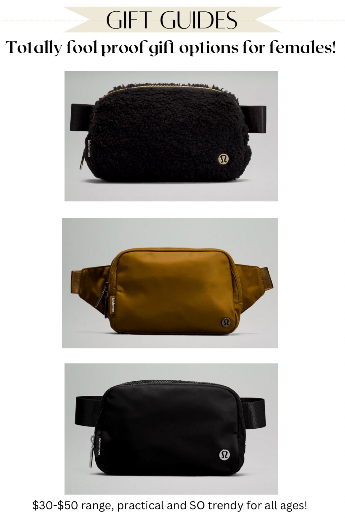 Absolutely love a trendy belt bag or fanny pack as a gift this season, perfect for any woman on your list and so practical! #ltkholiday 

#LTKGiftGuide #LTKitbag #LTKSeasonal