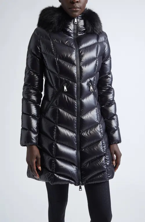Moncler Fulmarus Hooded Down Puffer Jacket with Removable Faux Fur Trim in Black at Nordstrom, Size 4 | Nordstrom