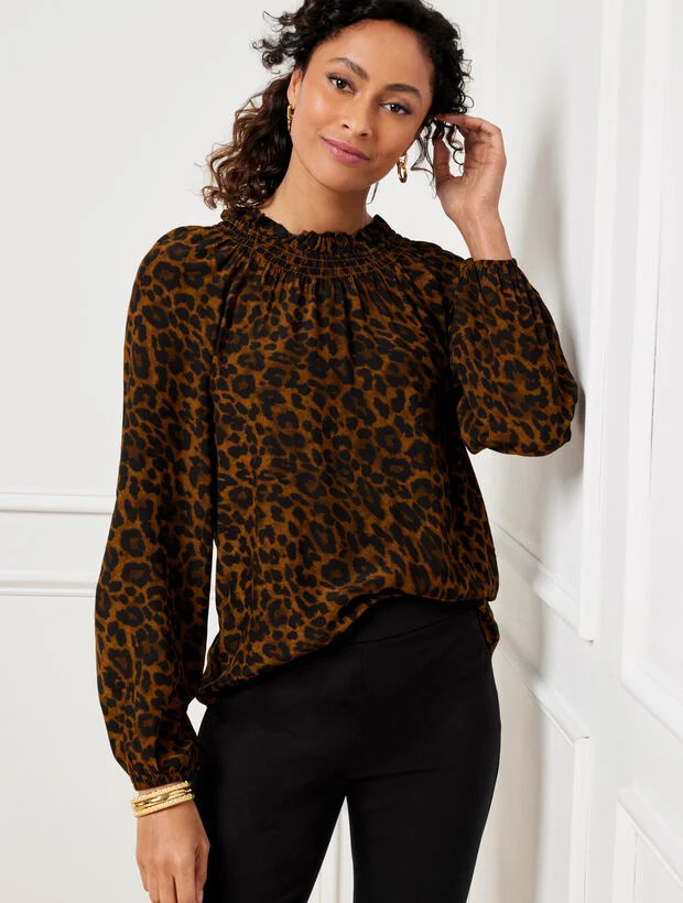 Smocked Blouse - Spectacular Animal | Talbots