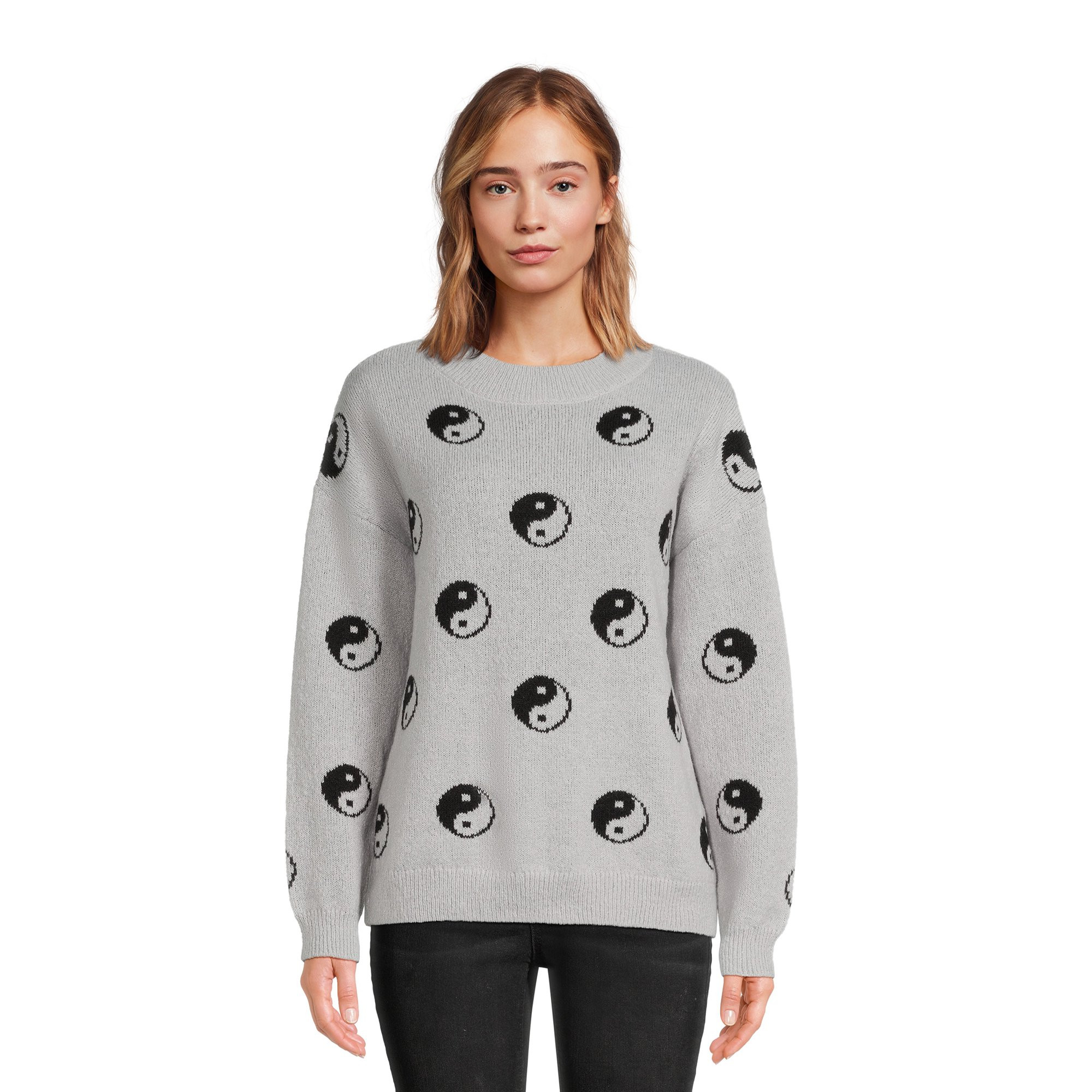 No Boundaries Juniors Conversational Pullover Sweater, Midweight, Sizes XS-XXXL | Walmart (US)