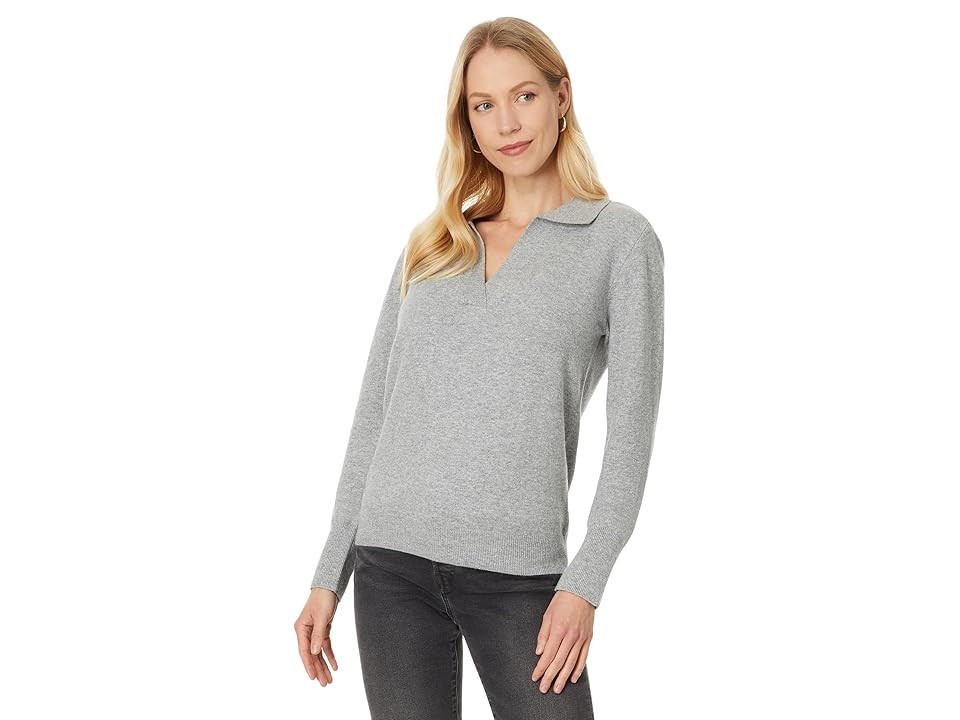 Faherty Jackson Sweater Polo Women's Clothing Grey Heather : SM, Cotton/Nylon/Polyester | Zappos