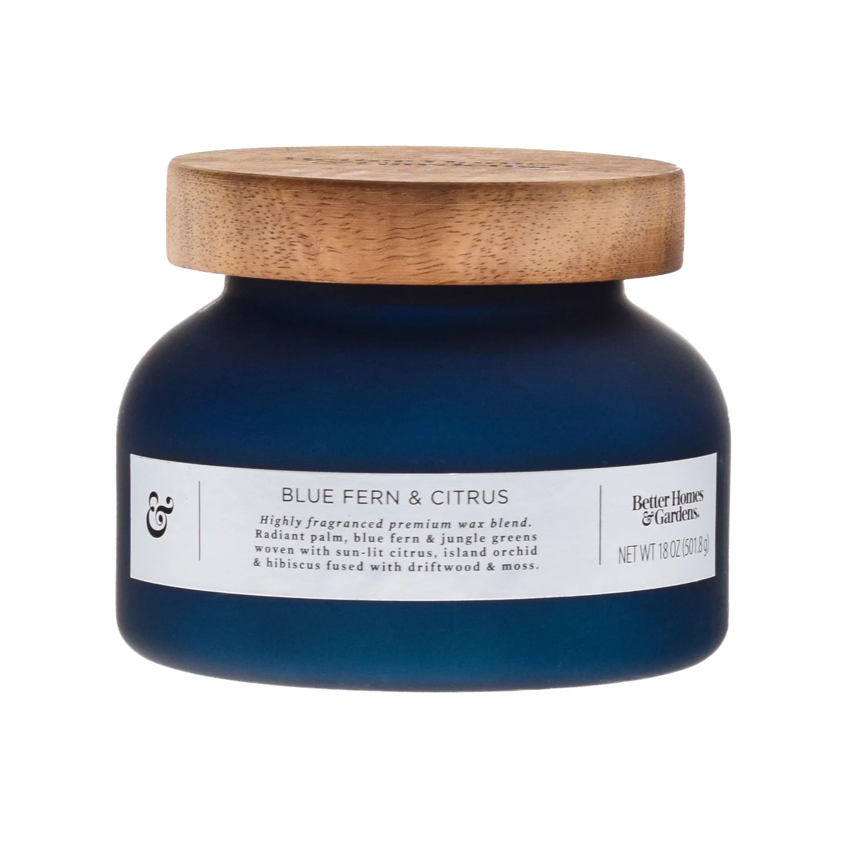 Better Homes & Gardens 18oz Blue Fern & Citrus Scented 2-Wick Bell Jar Candle - Walmart.com | Walmart (US)