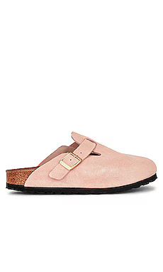 BIRKENSTOCK Boston Clog in Light Rose Suede from Revolve.com | Revolve Clothing (Global)