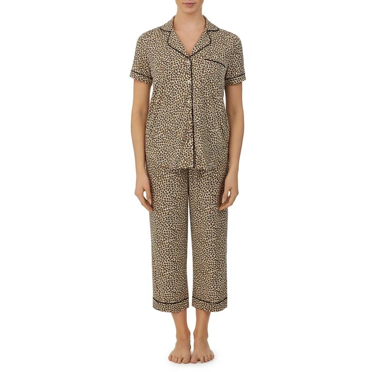 Secret Treasures Women's and Women's plus Traditional Short Sleeve Notch Collar Knit PJ | Walmart (US)