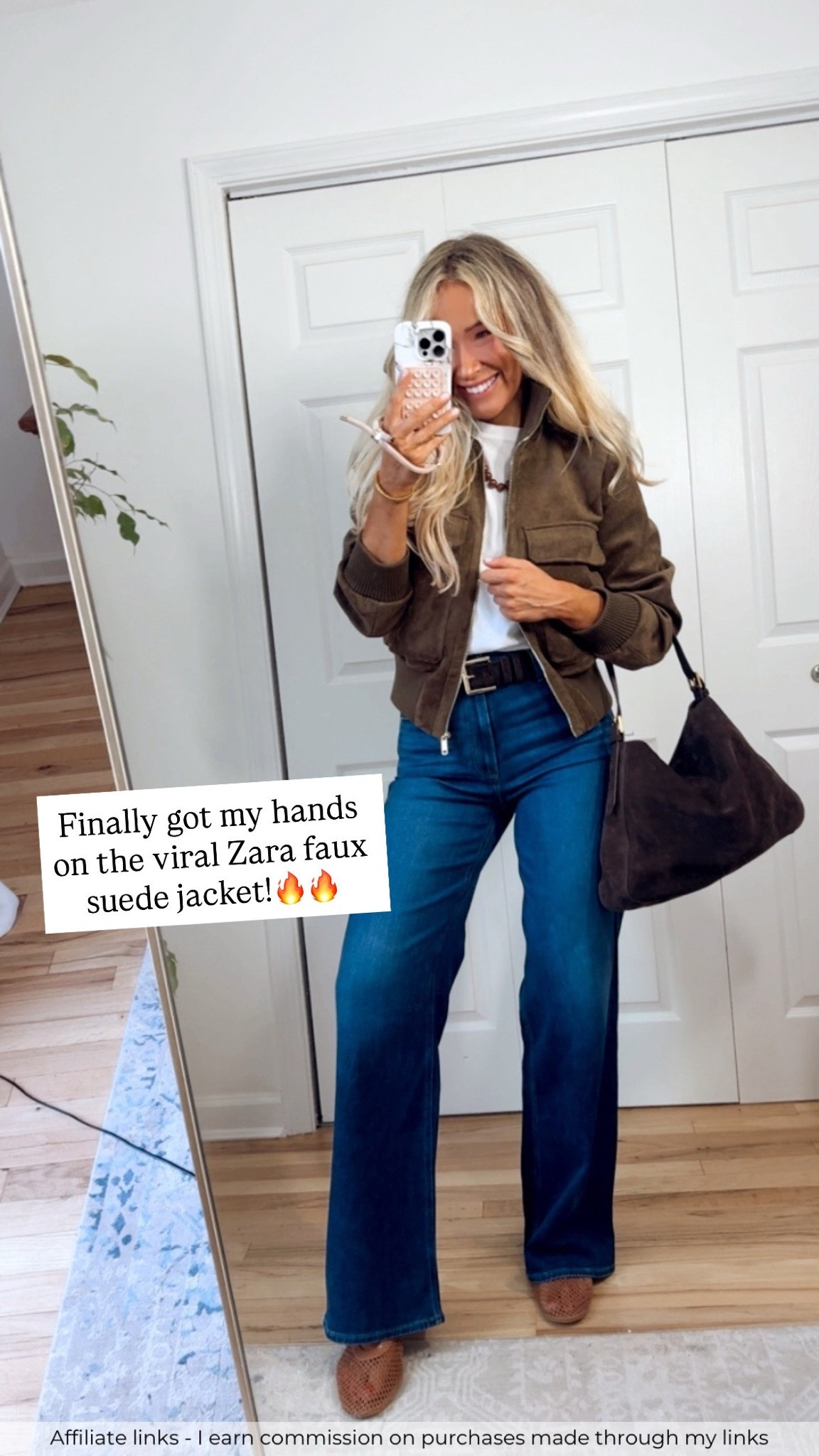 Affiliate links - I earn commission on purchases made through my links

Casual fall outfits women 2026
Zara fall jacket
Paige Anessa jeans
J.Crew white tshirt
Brown faux suede bag