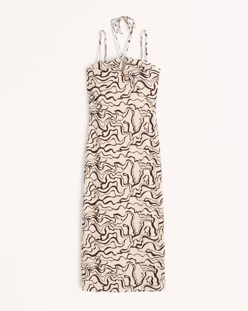 Halter Keyhole Knit Midi Dress | Abercrombie & Fitch (US)