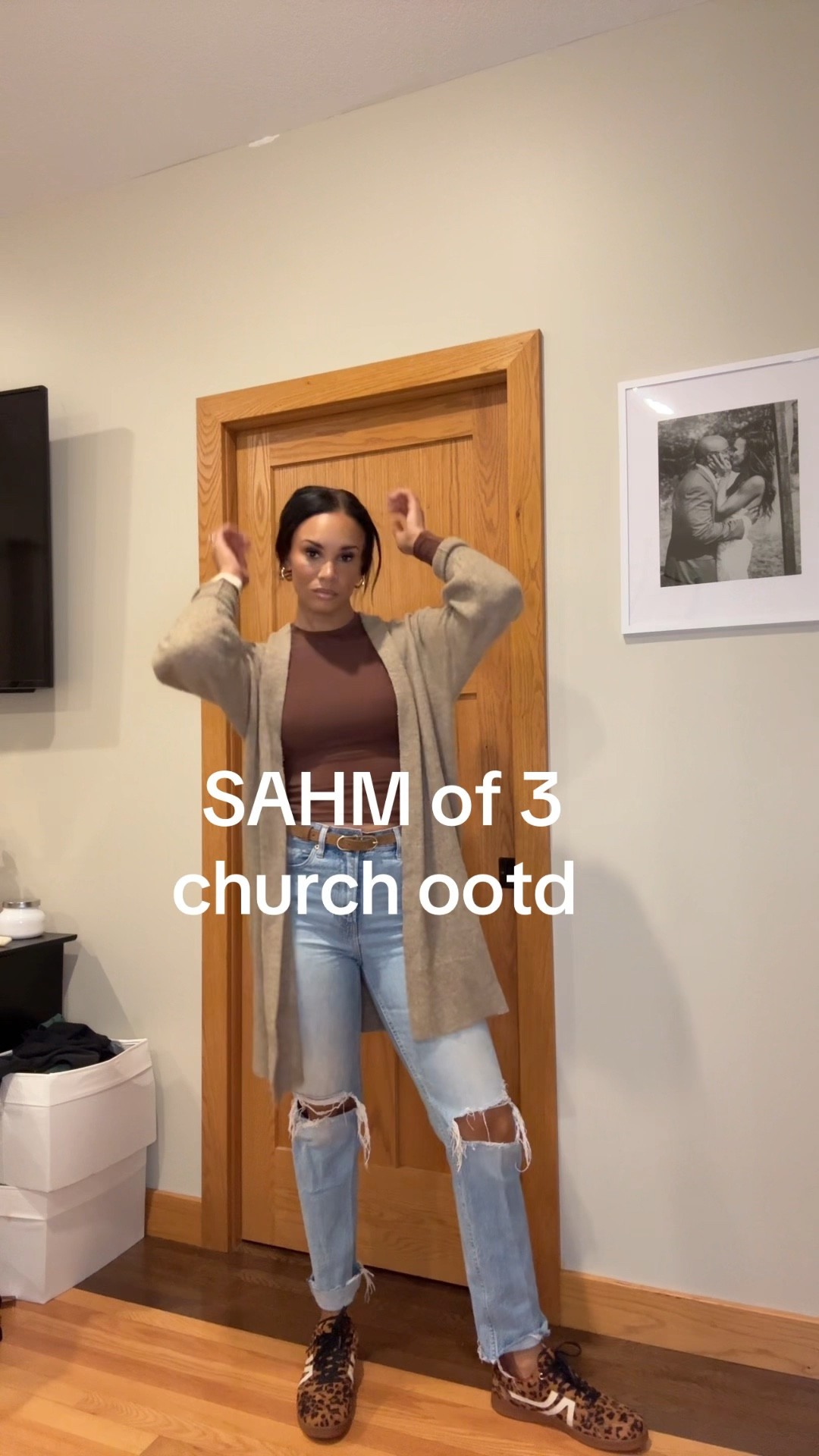 Church outfit of the day! Great neutral outfit to wear with these cute leopard shoes! 
Pumiey top wearing a small
Gap jeans wearing a 27L
Shoes, tts 

#LTKFindsUnder100 #LTKFindsUnder50