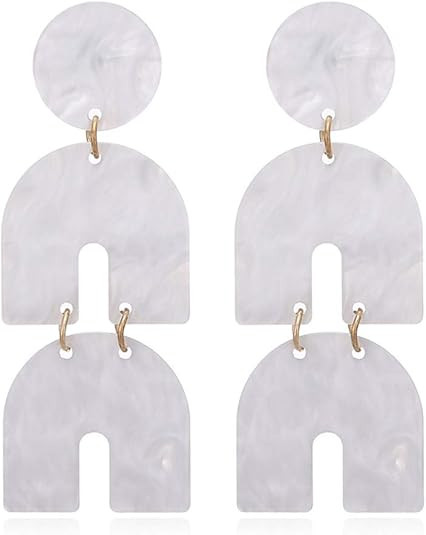Fashion Horseshoe Acrylic Dangle Earrings Statement Acetic Acid Long Drop Earrings For Women Tren... | Amazon (US)