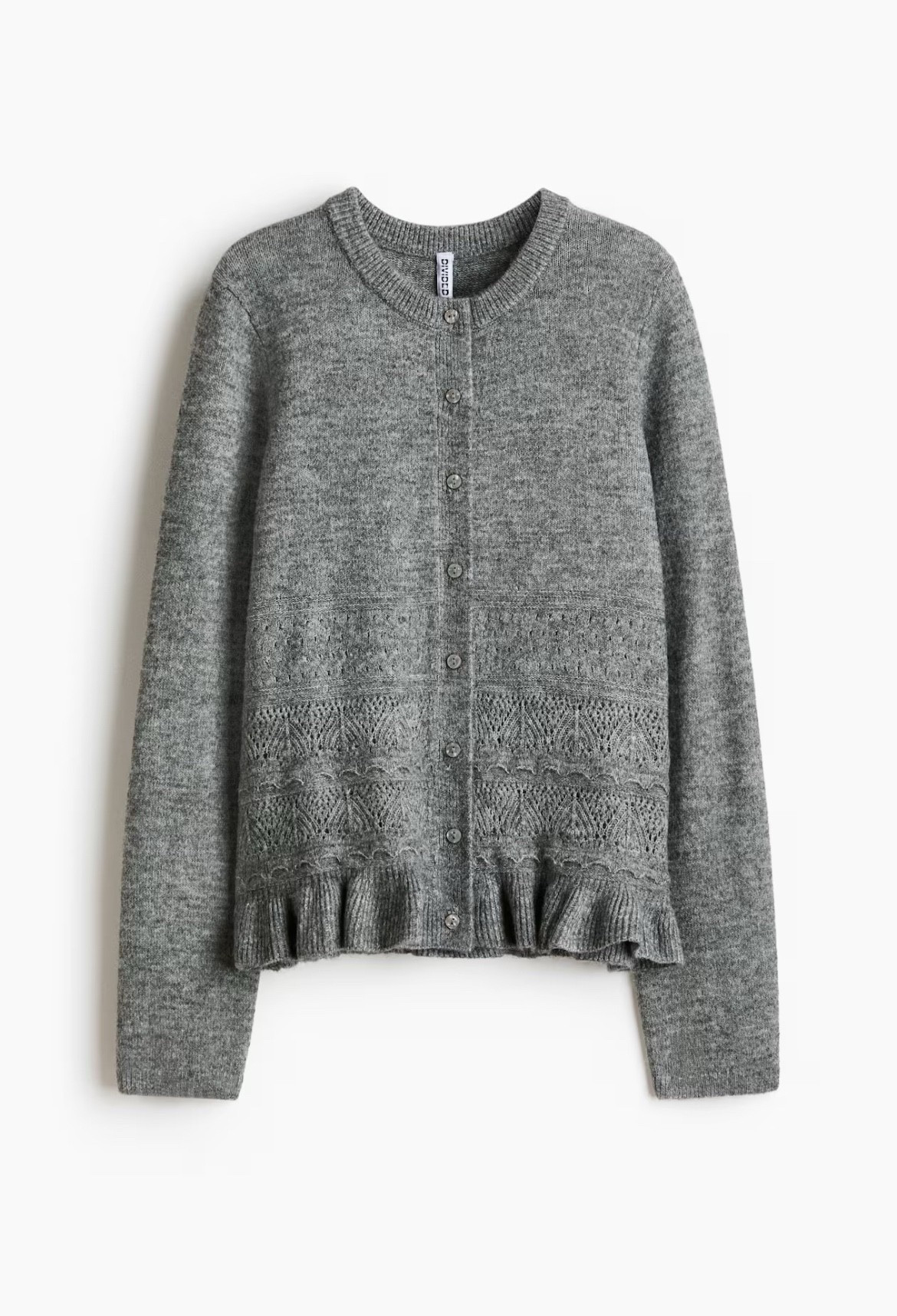 Gray ruffle hem cardigan 

#LTKFindsUnder50 #LTKSeasonal