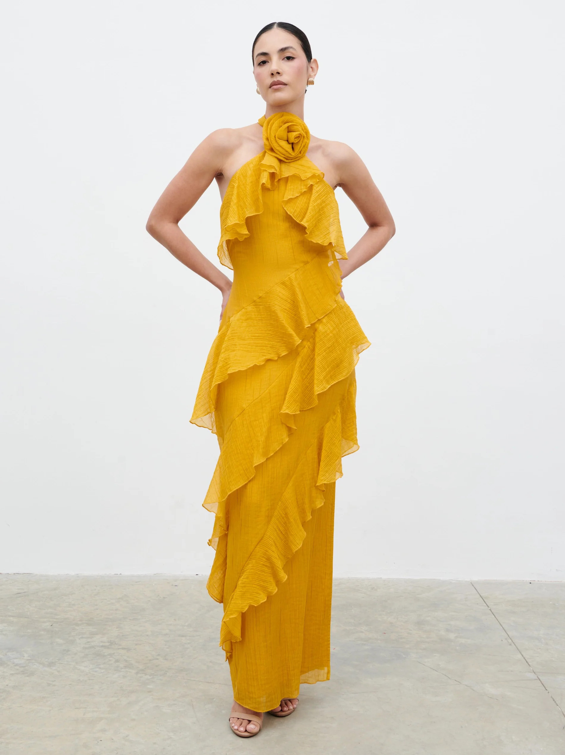 Addison Corsage Ruffle Maxi Dress | Pretty Lavish (UK)