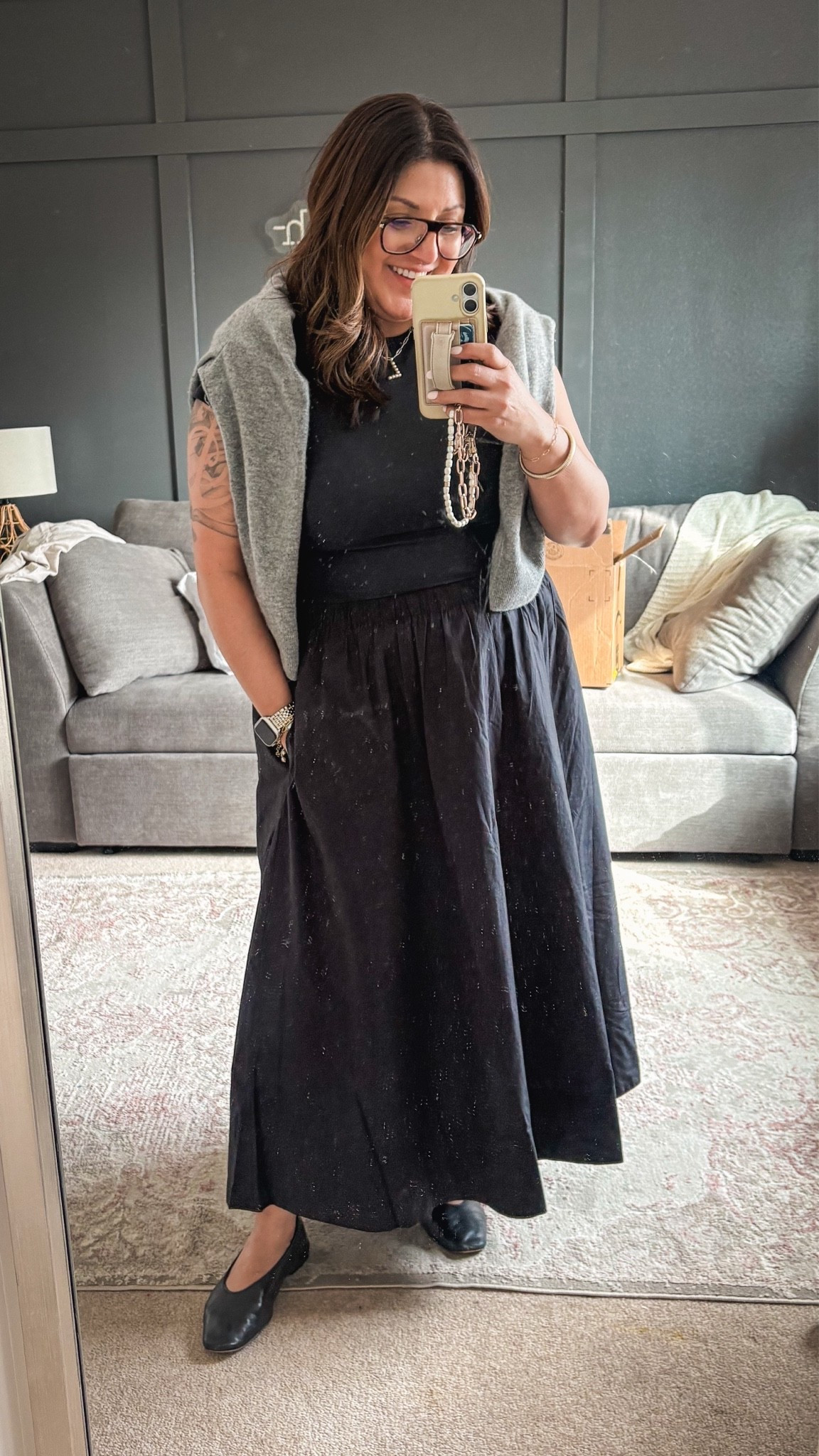 Quince cardi- XL
A&F matte tee - L
Quince maxi skirt - M
Madewell
Ballet flats

#LTKOver40 #LTKMidsize #LTKWorkwear